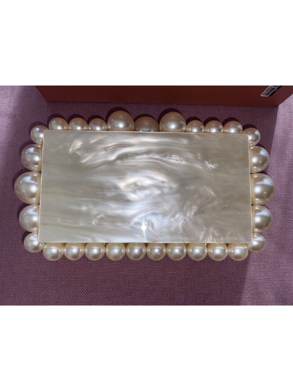 Cult Gaia Eos Beaded Acrylic Box Clutch in Pearl With Box Womens Ball Bag - Picture 8 of 16